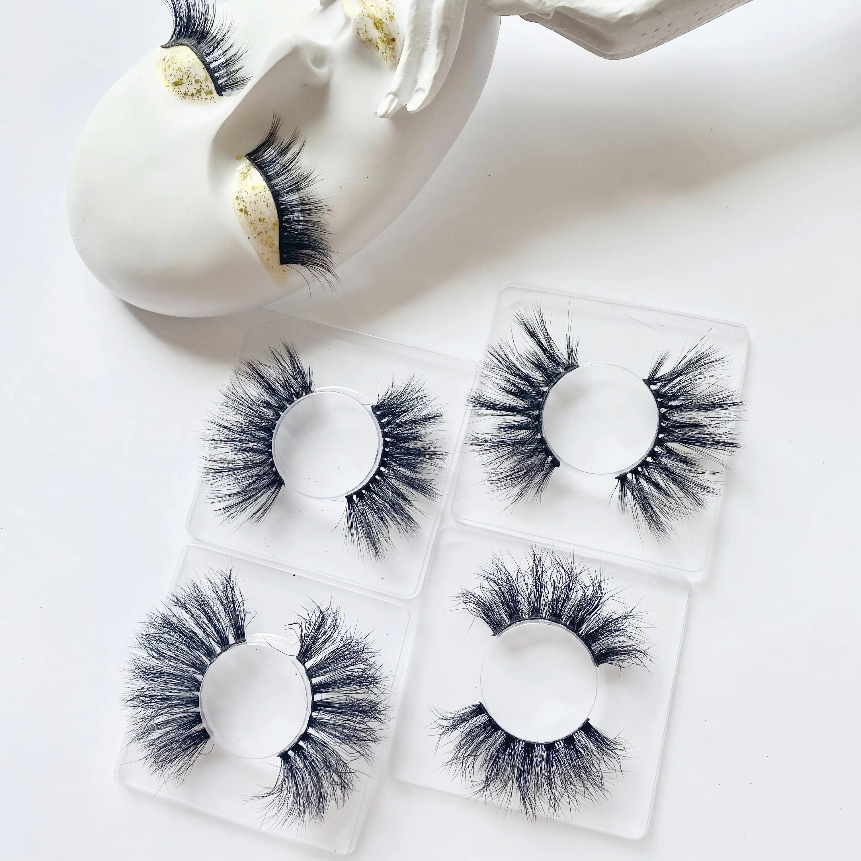 

2021 New Design 25mm 3D 5D False Lashes Individual Lashes Private Label Print Logo Vendor Customized Boxes