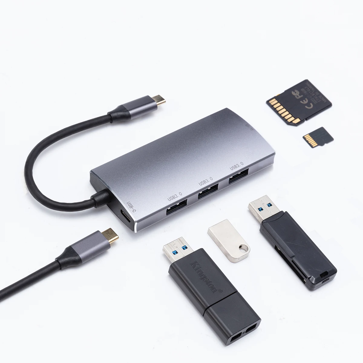 

Best Sell USB C Adapter Hub with 4K HDTV SD TF Card Reader PD Charger Port Gigabit Ethernet Combo Dock with 3 USB 3.0 Por, Sliver