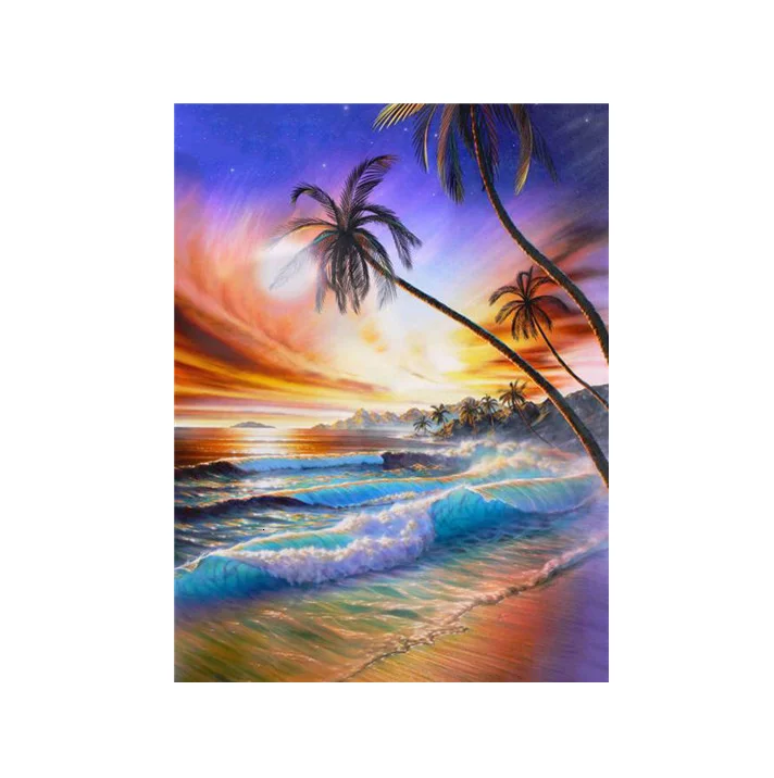 

HUACAN Popular 5d Diy Diamond Painting Beauty Coconut Tree Landscape Painting Photo To Custom