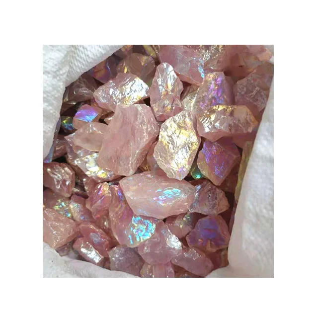 

Wholesale raw crystals healing stones natural gemstone pink aura rose quartz rough stone for sale