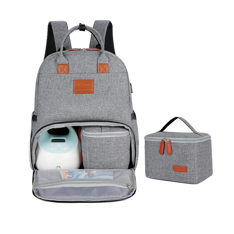 

V-Coool OEM diaper backpack cooler double deck breast pump bag for breastfeeding mum and kids