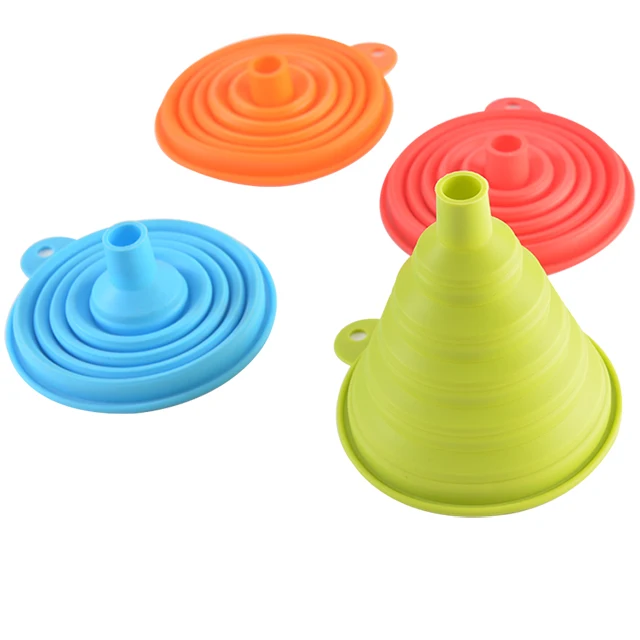 

Large Size Flexible Collapsible Funnel Silicone Foldable Funnel, Colors