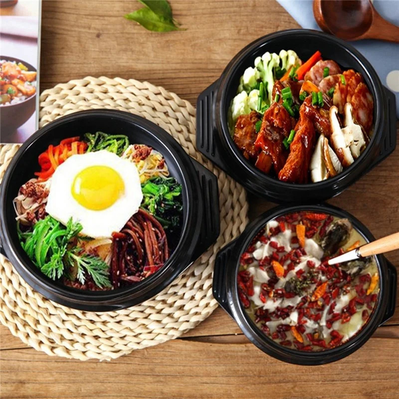 Crazy Korean Cooking Korean Stone Bowl (Dolsot), Sizzling Hot Pot for  Bibimbap and Soup - Premium Ceramic (Large with Lid)