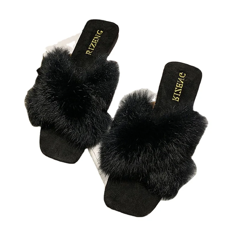 

Warm Hot Selling Indoor Home Slides Fluffy Slippers winter Customized fashion for girls and ladies, Picture