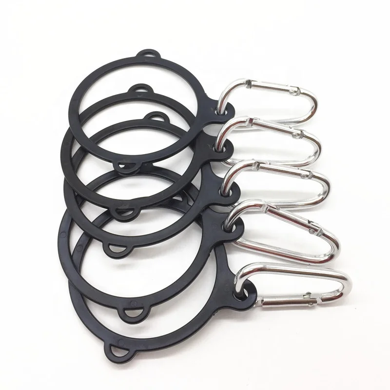 

Outdoor Multi Function Most Wide Mouth Carabiner Handle With Rubber Ring 2 holes 3 holes, Black,customized carabiner color
