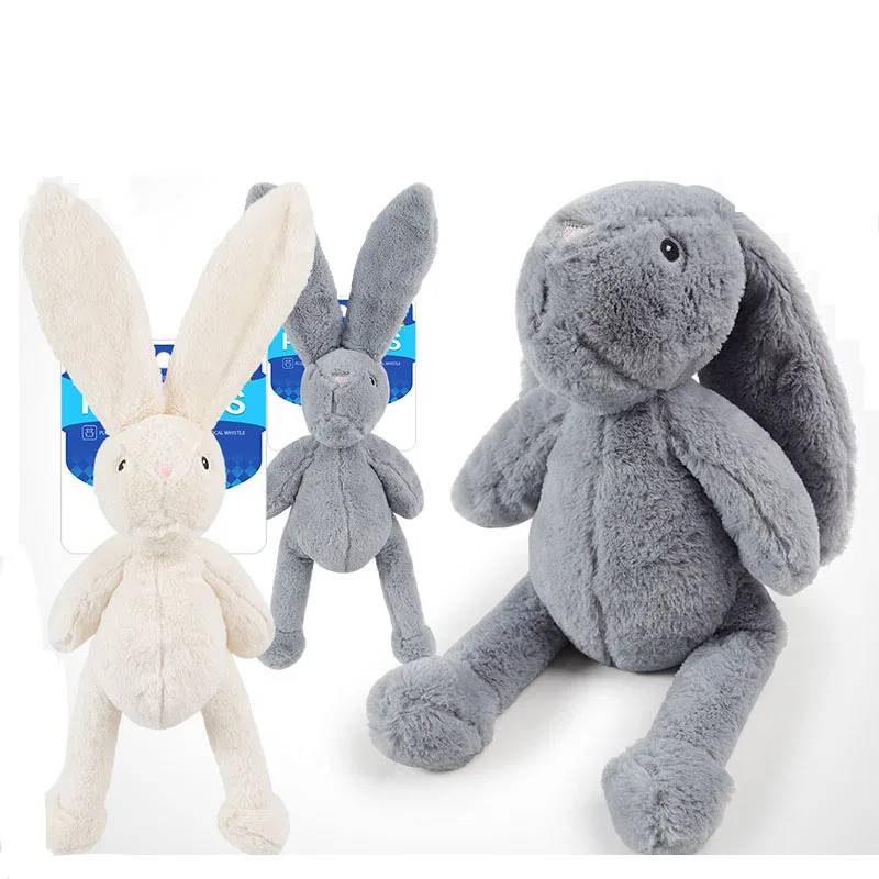 

HY-Soft Funny Rabbit Designer Squeaky Plush Pet Dog Toys, Gray,white