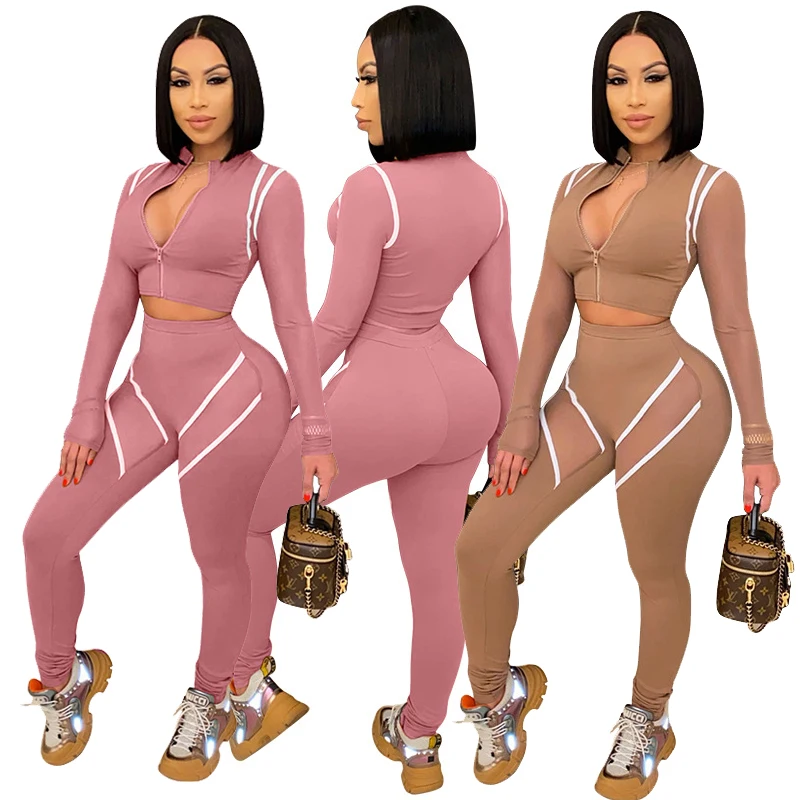 

2021 new arrivals fashion name brand clothing tracksuit outfit women sets two piece