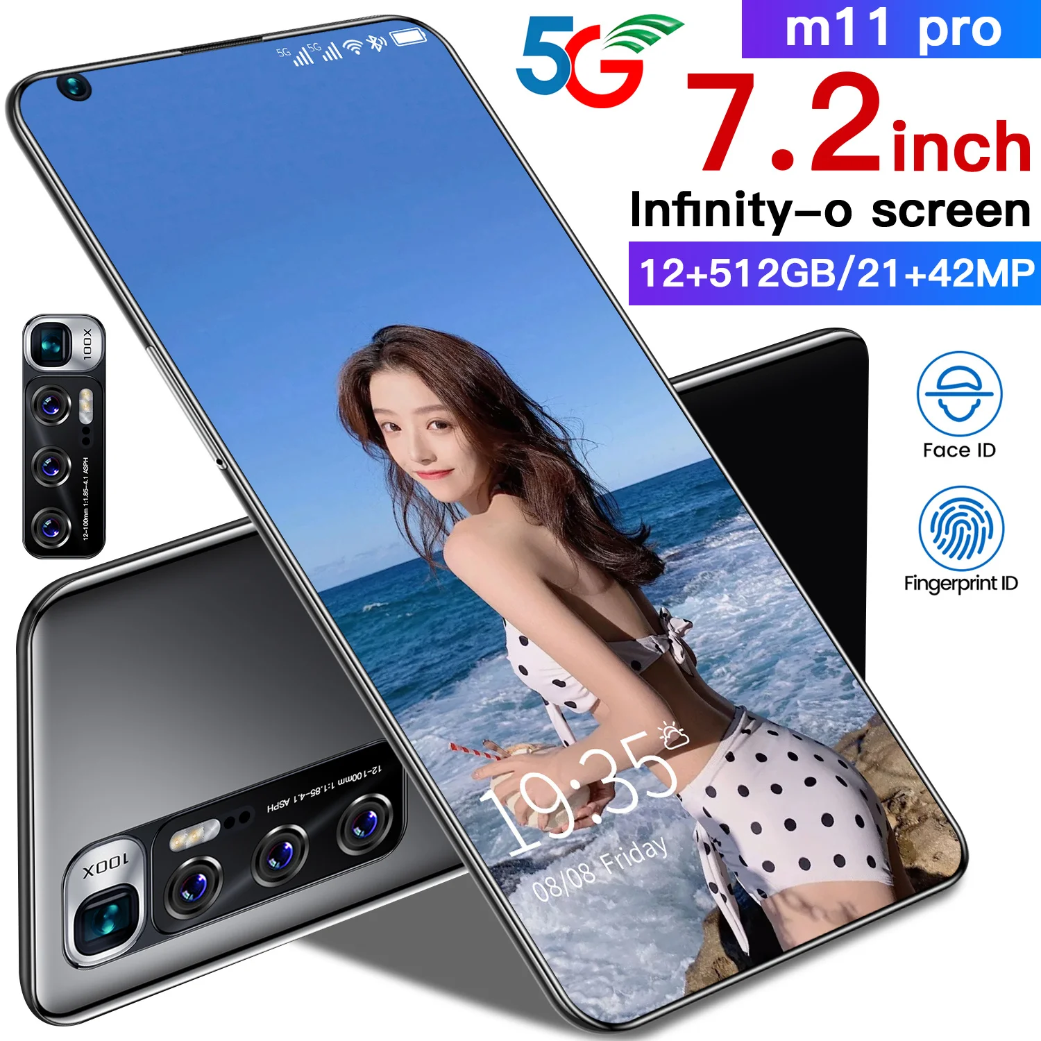 

2021 New Fashion Unlocked Smartphone M11 Pro With Dual SIM Card Face ID Original Unlock Android 9.0 5GB+512GB Celulares