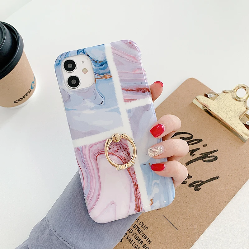 

New pattern Marble coral Ring popular design imd case for iphone 12 pro max phone case