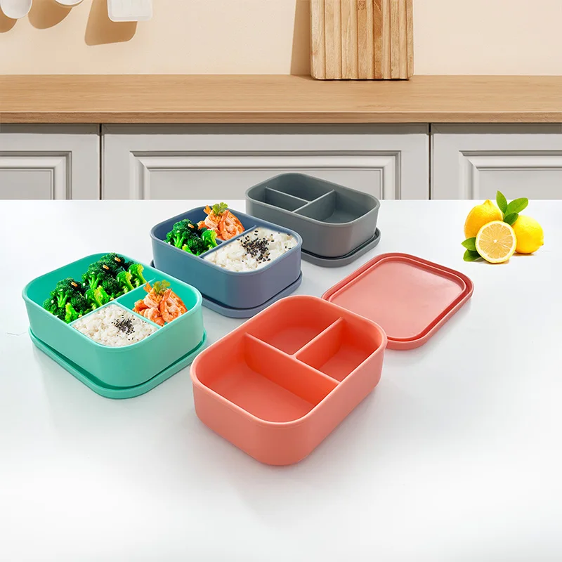 

Silicone Food Storage Container Leakproof Salad Lunch Bento Box Easy to Ready Food Storage