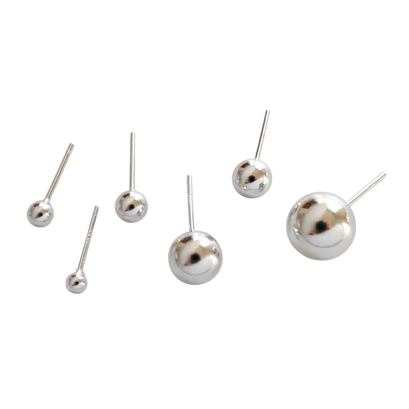 

925 Sterling Silver Stud Earrings Set for Women, 5 Pairs Different Sizes Tiny Sterling Silver Earrings Ball Studs 3mm To 10mm, Platinum
