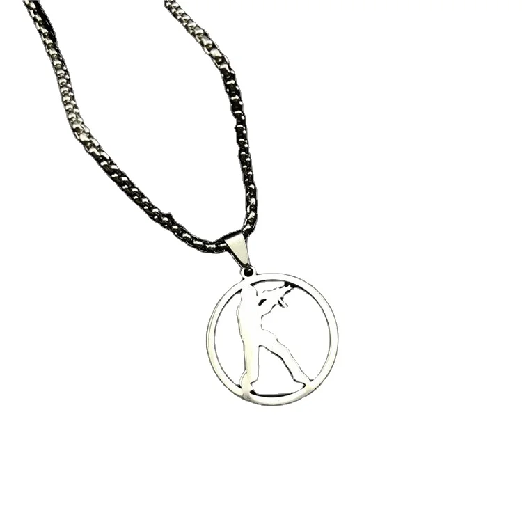

Stainless Steel Anime Game CS Logo charm Necklace GO Counter-Strike Logo Symbol Necklace Round Global Offensive Pendant Necklace