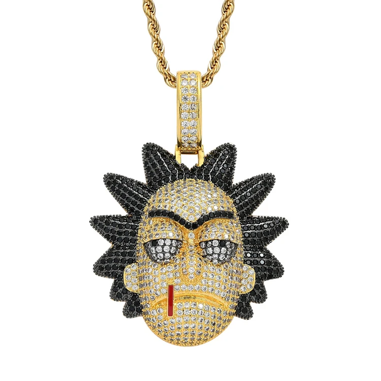 

Full Iced Out Hip Hop Cartoon Design Popeye Pendant Men Jewelry Gold Diamond Pendant Necklace Plate