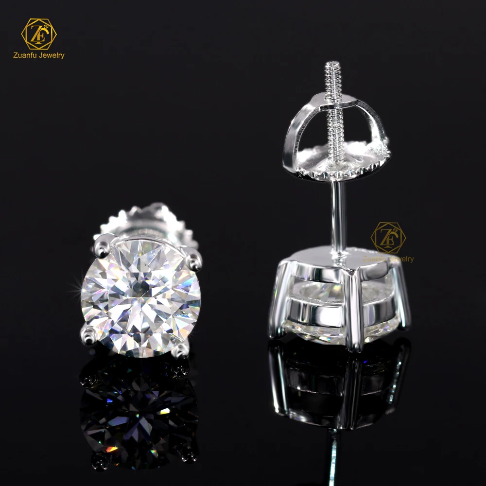 Hot Sale 5mm 6.5mm 8mm D VVS Moissanite Earrings Pass Tester Diamond Earring Mens 925S Plated 18K Soild Gold Women Earrings