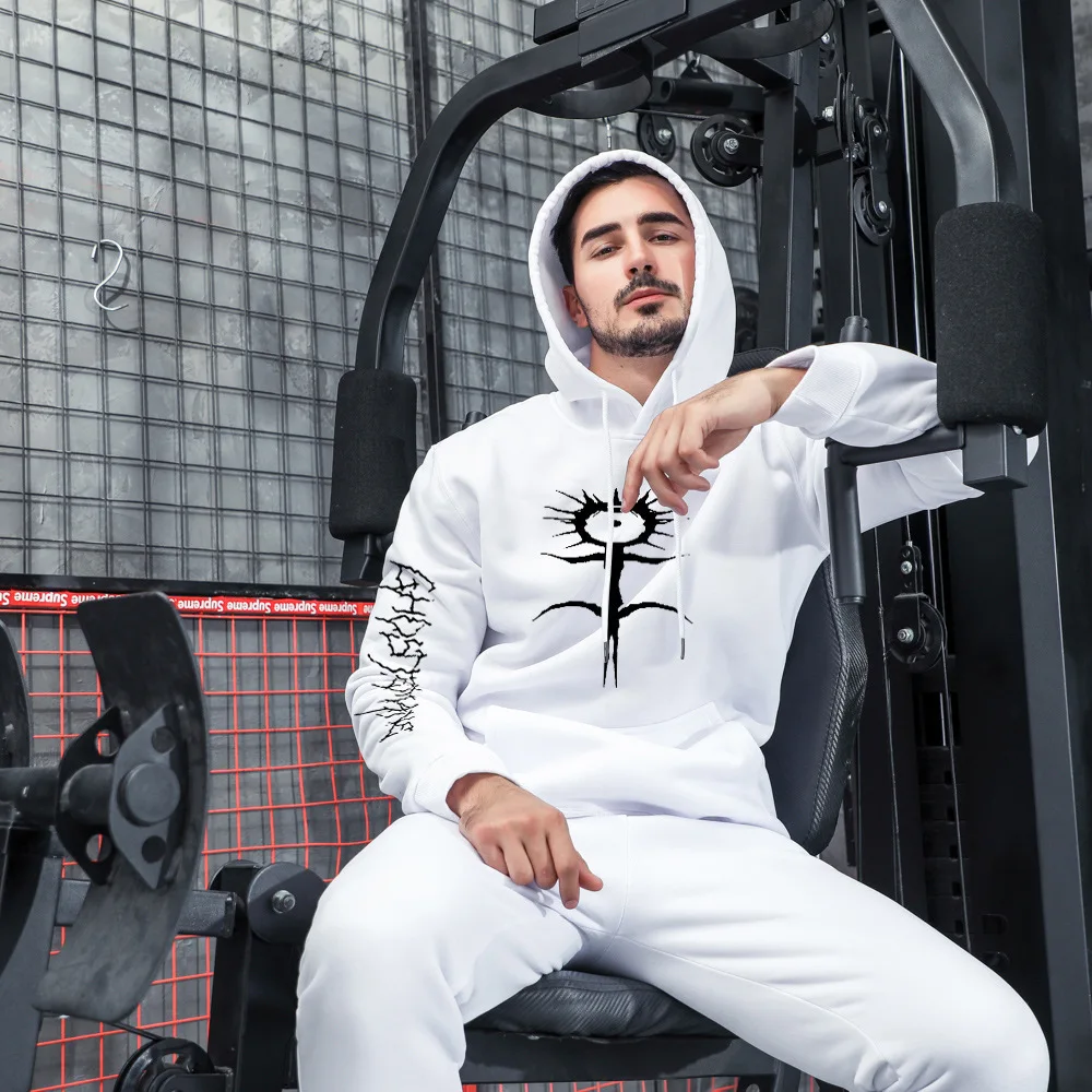 

European and American trendy fashion men and women side seam pocket hoodie casual men's sports sweater, Shown