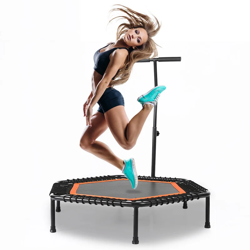 

40" Professional hexagon adult fitness trampoline with handrail, Customized color