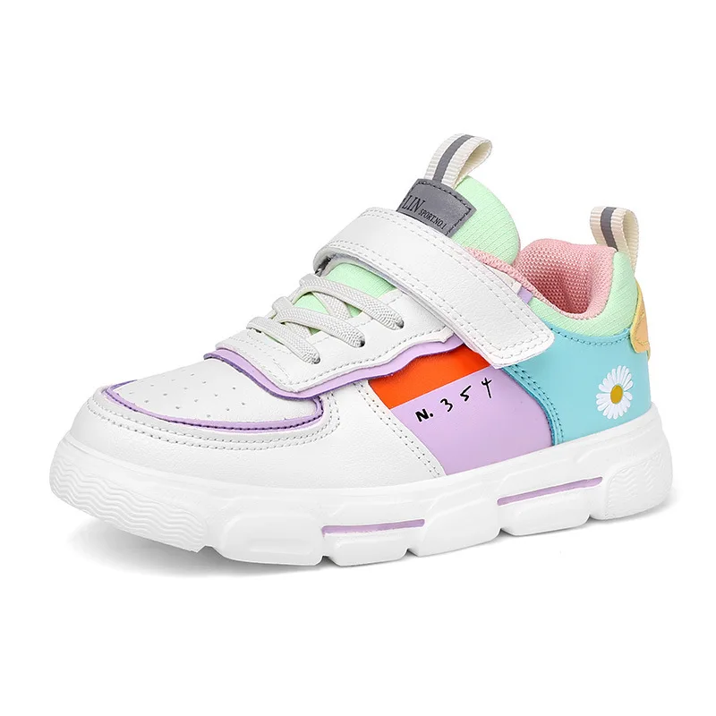 

New Srrivals Spring Leather Casual Soft Bottom Small White Shoes Girls Breathable Running Shoes Children's Board Shoes, As picture,or custom