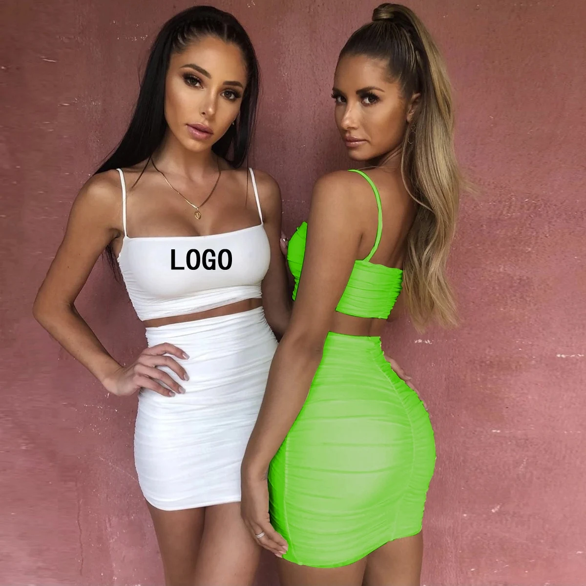 

2021 Boutique Xs Sexy Camisole Casual Vetements Summer Mini Corset 2 Two Piece Skirt Sets Women Clothing Girls Club Dresses, Picture