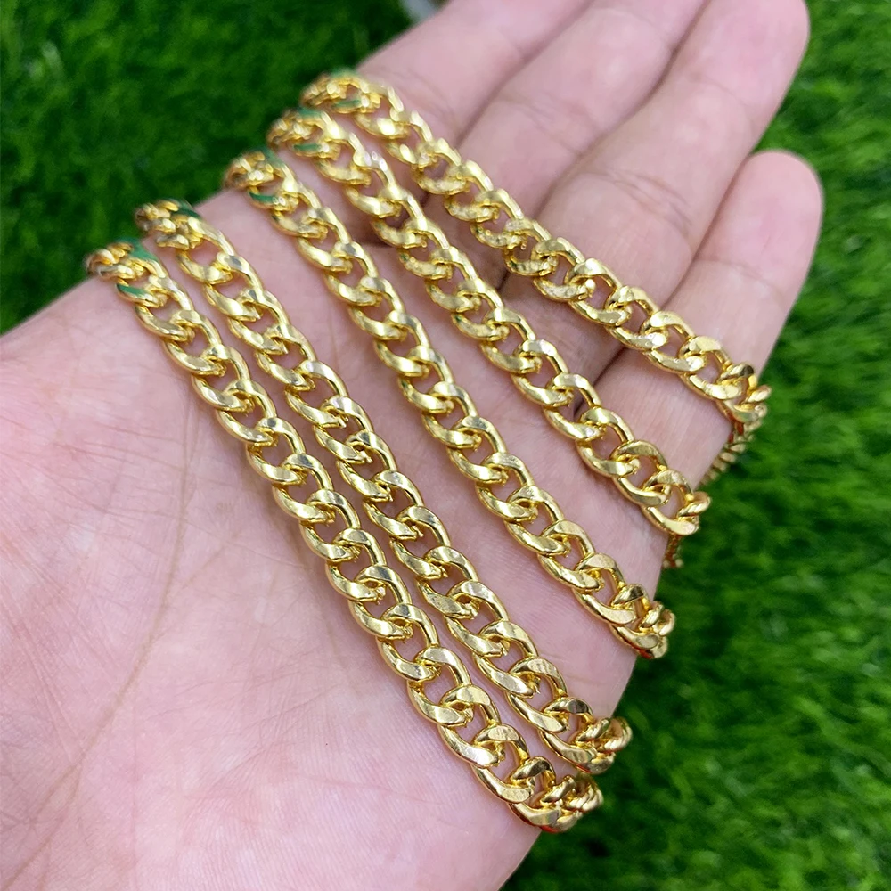 

Wholesale High quality retro brass box chain gold plated Cuba copper hip hop necklaces jewelry chain roll