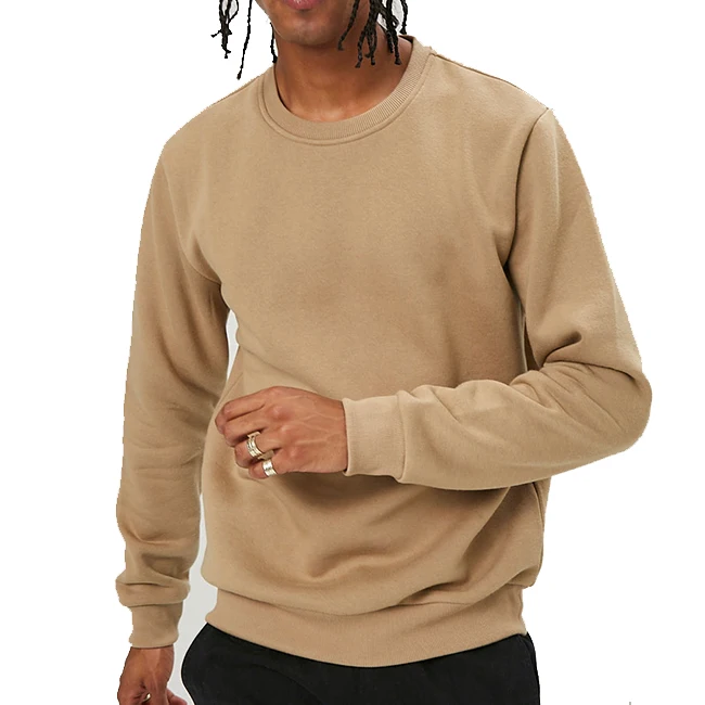 

Distressed Fleece Sweater 400GSM Grey Cotton Crewneck Sweatshirt for Men, Grey/khaki/customized color
