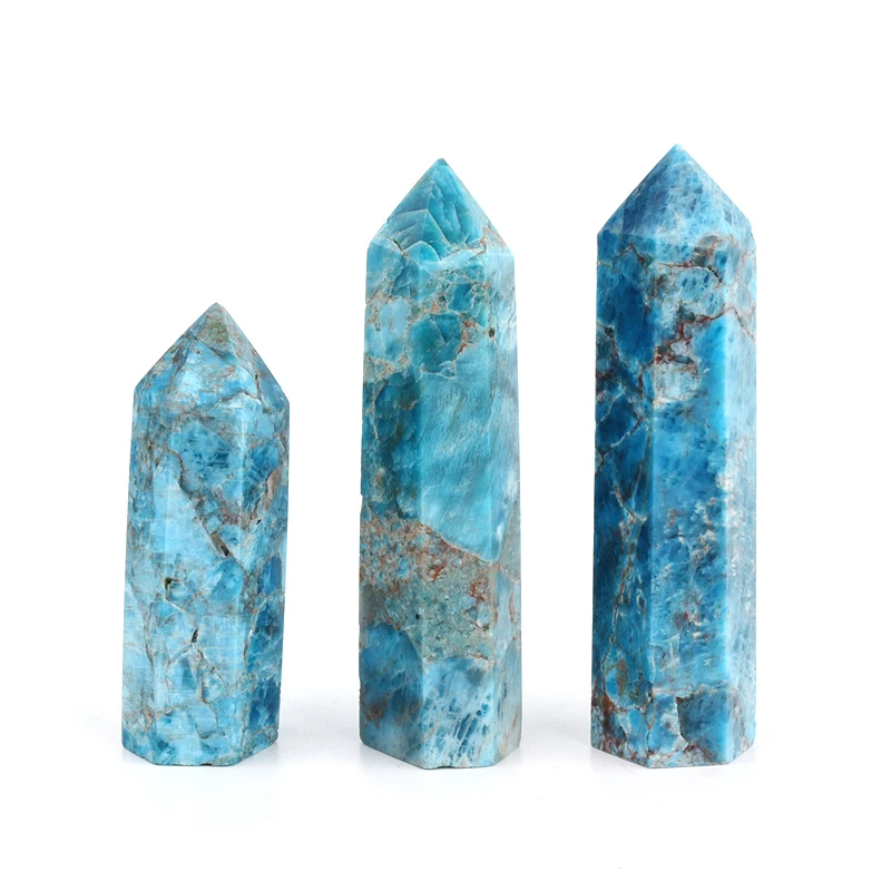 

Factory Wholesale Natural Polished Crystal Point Blue Apatite Crystal Tower