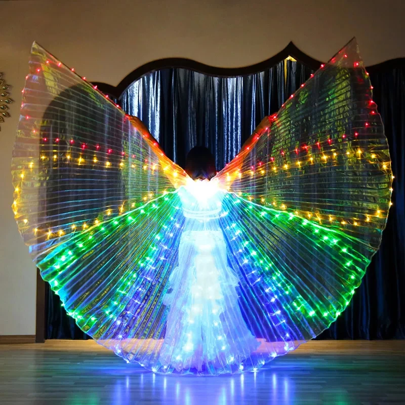 

360 Degrees Club Party Dance Show Wing Performance Flashing Wing Adult Belly LED Isis Wings, Colorful,white