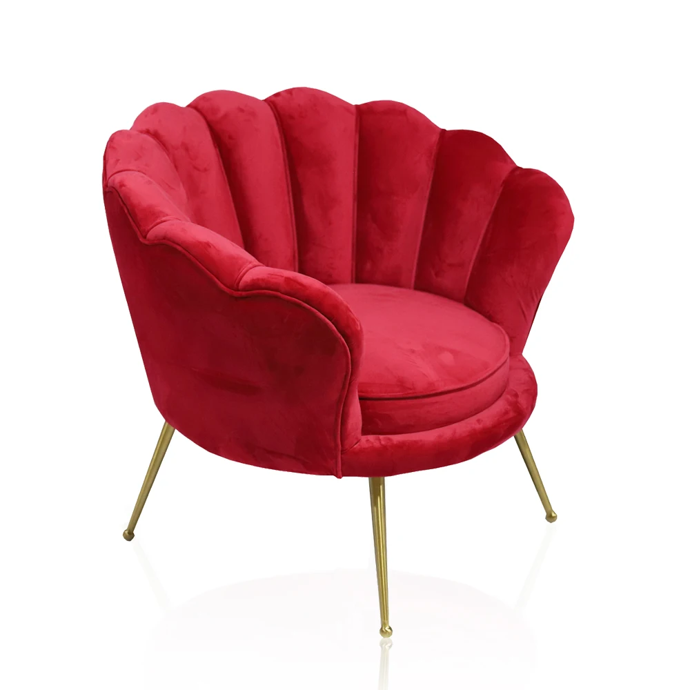 Contemporary Velvet Fabric Upholstered Tufted Dominic Accent Chair with Golden Legs supplier