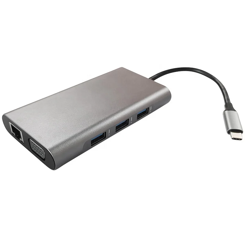 

usb3.0 type-c hub 10 in 1 Typ C Adapter Port 4K H DMI VGA RJ45 Gigabit Ethernet SD TF Card Reader for Macbook Pro