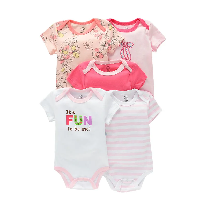 

Wholesale summer lovely design infant romper 100% cotton little baby clothes pajamas baby boy girl bodysuit a set of 5 pieces, Picture