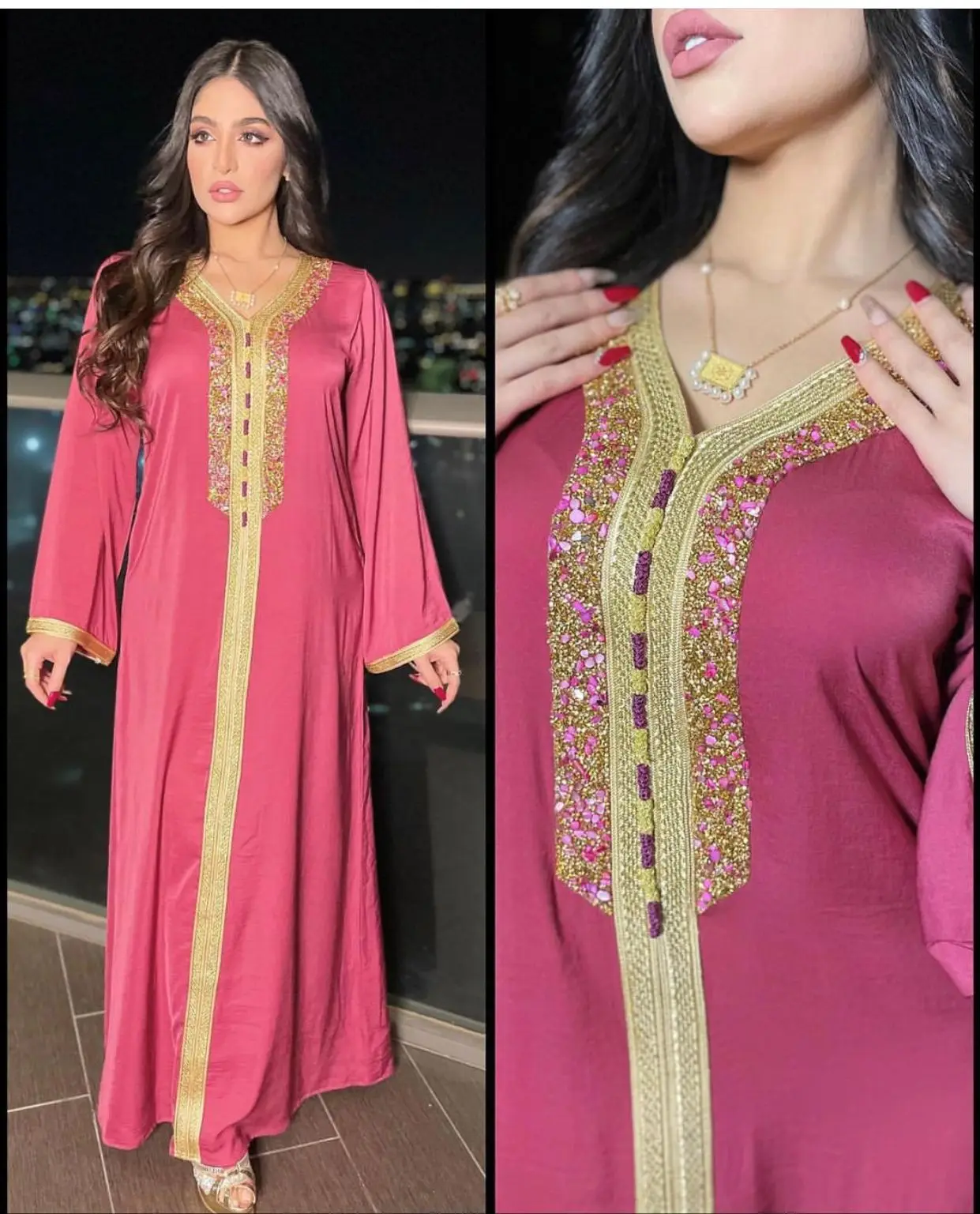 

2021new Jalabiya Kaftan Dress For Women Dubai Turkey Ribbon Embroidery Loose Muslim Arabic Islamic Clothing, Picture
