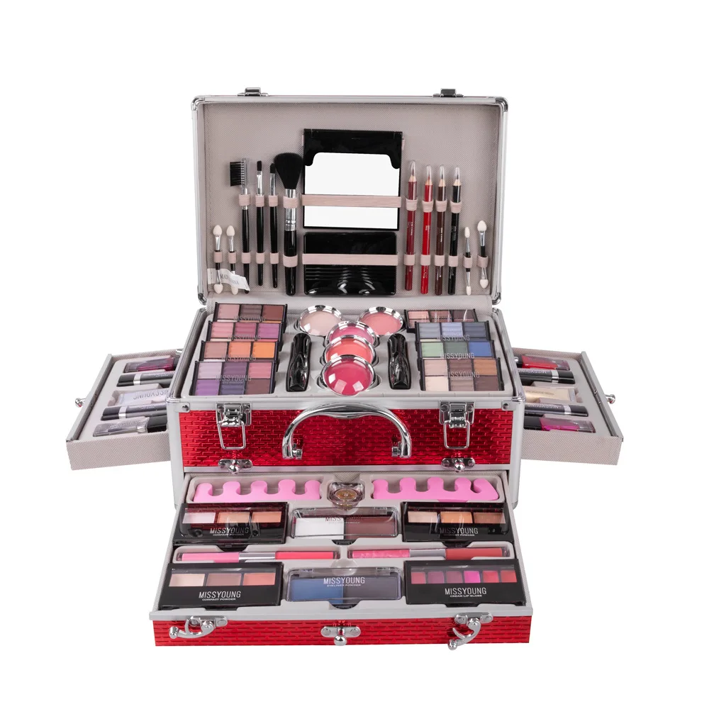 

Hot-selling Makeup Eye Shadow Palette Tools Makeup Kit, Red,silver