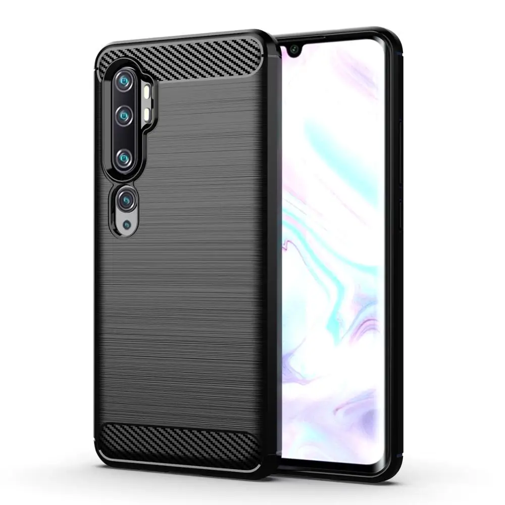 

Carbon Fiber Shockproof Soft TPU Back Cover mobile Phone Case For xiaomi mi note 10 note10 Pro