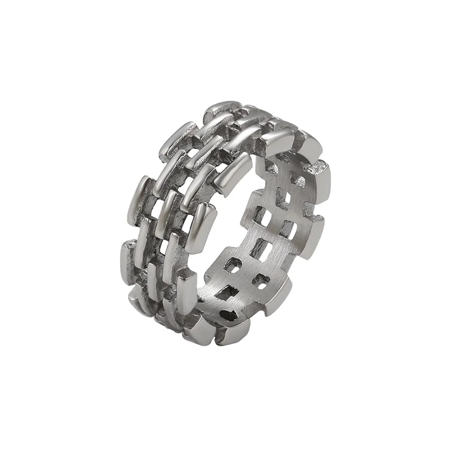 

15961 Xu Ping jewelry senior cool hip hop style charm jewelry neutral hollow stainless steel ring