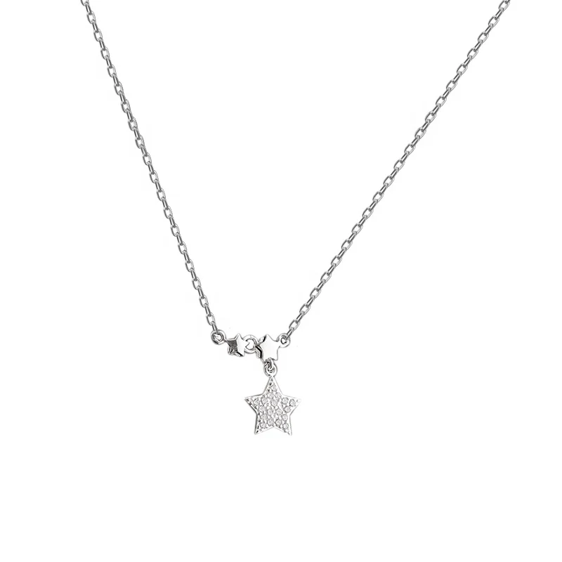 

2019 Newest fashion 925 sterling silver women jewelry, CZ 3 star necklace for wholesale