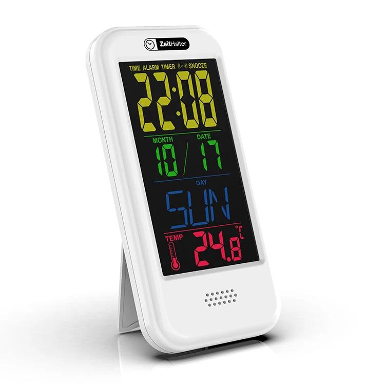 

Hot Selling Led Color Screen Smart Alarm Clock Children Bedroom Snooze Wall Clock Sublimation, White + black