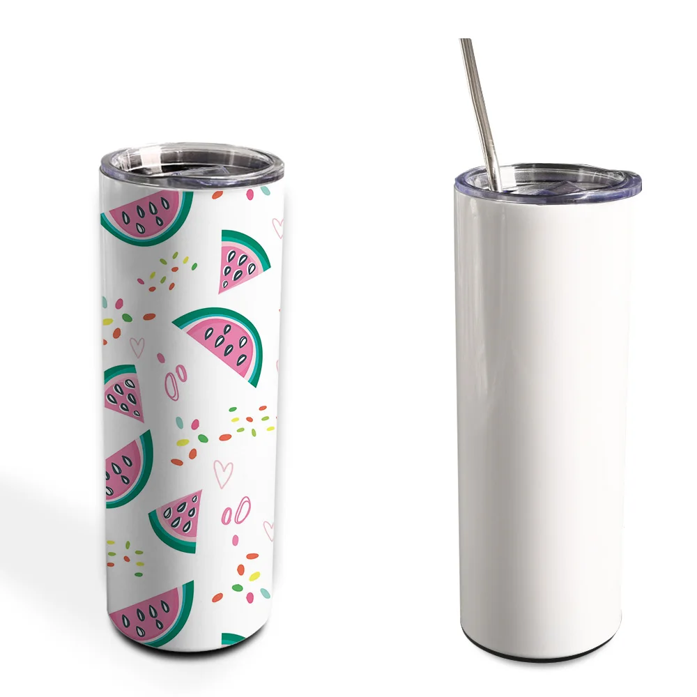 

Wholesale 20Oz 30Oz White Skinny Tumbler Double Wall Stainless Steel Straight Sublimation Blanks With Lid, Stainless steel color