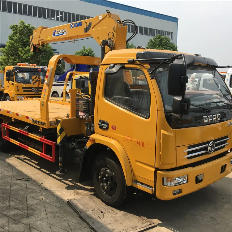 5tons Flat Bed Tow Truck With Crane Road Rescue Truck Mounted Crane For