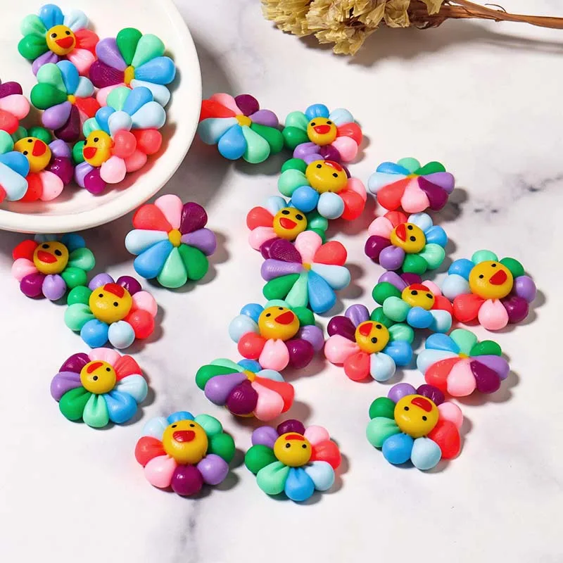 

5pcs/Lot  Seven color flower Beads Clay Spacer Beads Polymer Clay Beads For Jewelry Making DIY Handmade Accessories, Mixed colors