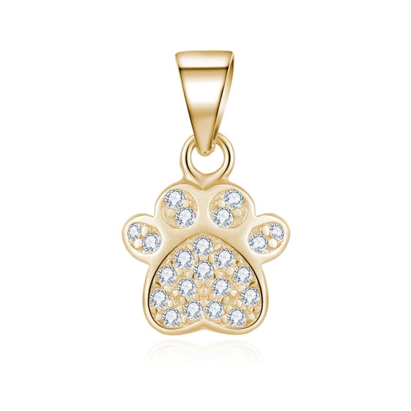 

Dog Paw Necklace Pendant 925 Sterling Silver Zircon Gold Pated Pendant