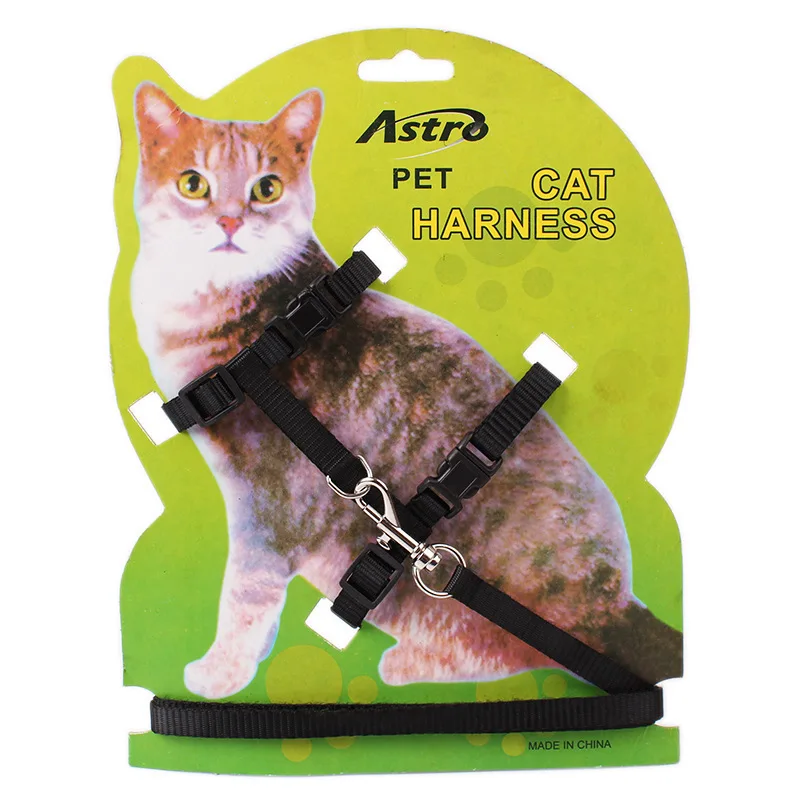 

4 Colors Nylon Pet Cat Harness And Leash Set Adjustable Dog Traction Harness Belt Cat Collar, Red,pink,black,blue