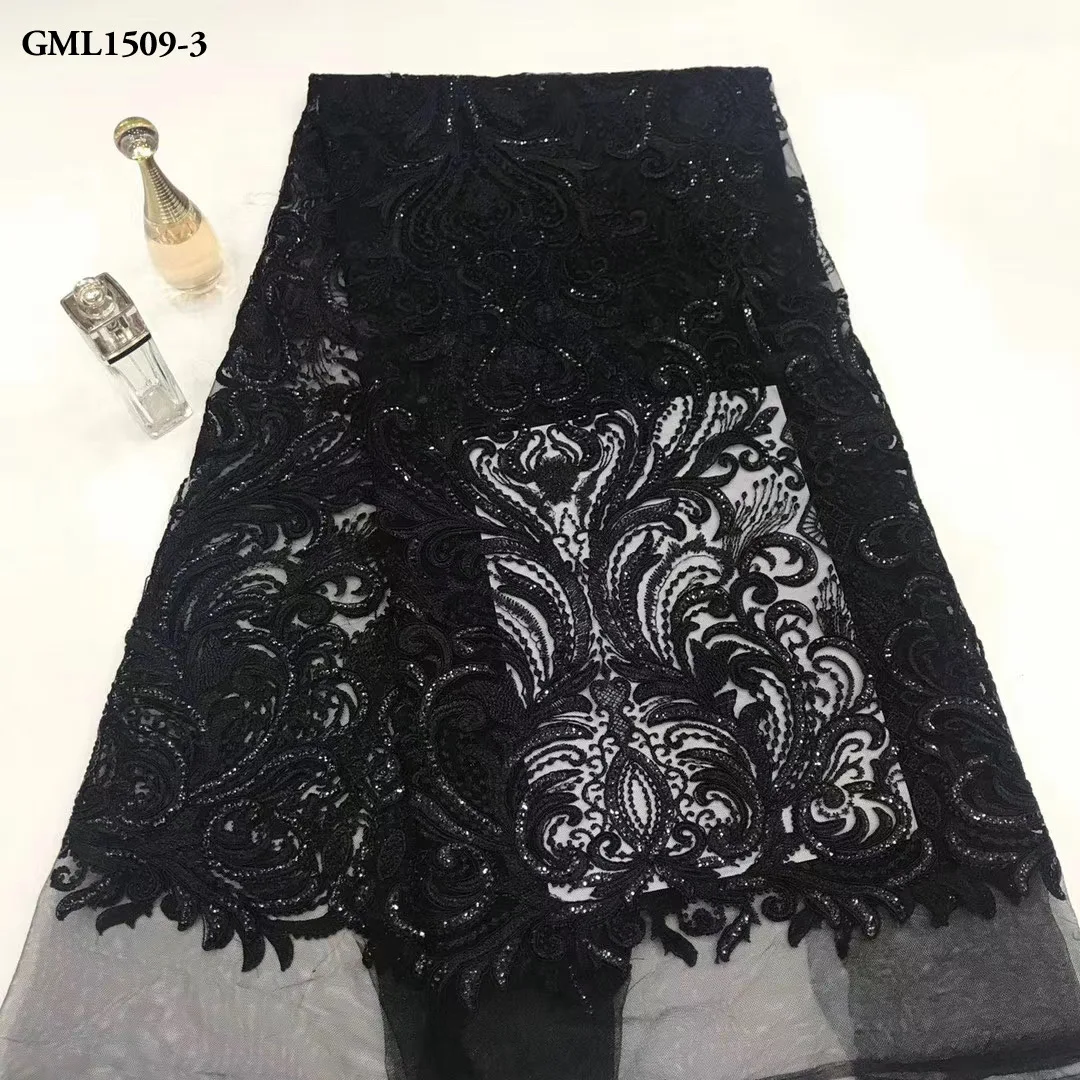 

Black 2020 Newest Style Couture French Lace Beaded Lace Fabric Embroidery Beaded Sequined Lace Fabric, Wine,black,navy blue,peach,gold,grey.white,green,red,