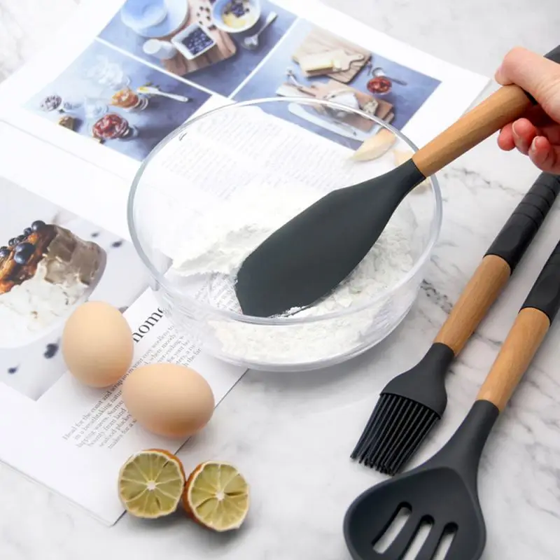 

2021 New Design Silicone Kitchen Utensils Stainless Steel Cooking Utensil Set