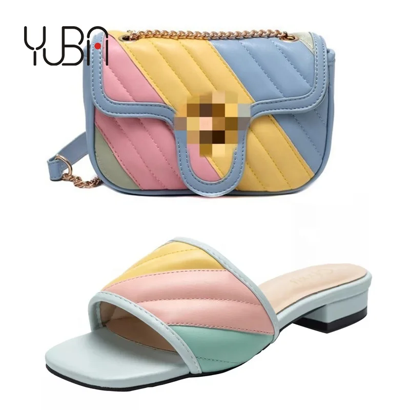 

Rainbow Designer handbags 2021 New crossbody bag and summer sandals women luxury brand sandals with matching purse, Customizable