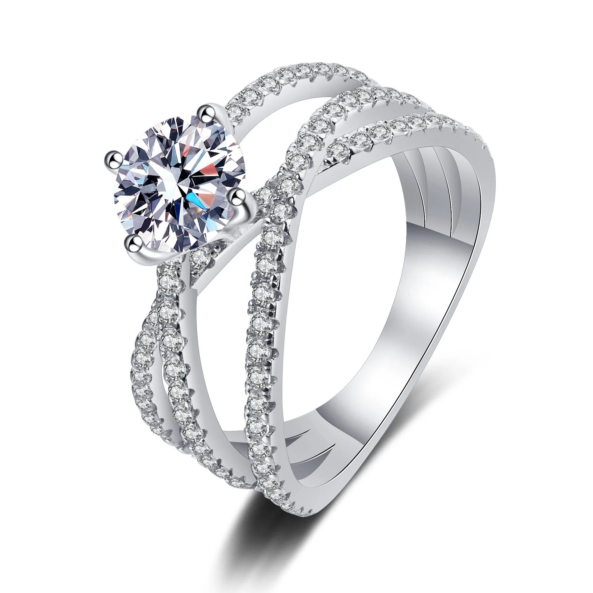 

Hot Selling Jewelry Wholesale New S925 Sterling Silver Ring for Women 1 carat Moissanite Wedding Party Jewelry Ring