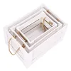 3pcs Rustic vintage farm style white custom wood crate with rope handle