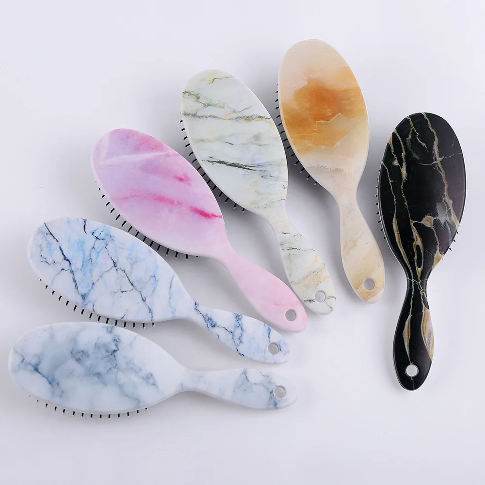 

Anti Static Detangle Marble Massage Hair Brush Oval Cushioned Paddle Hair Brush, Customized