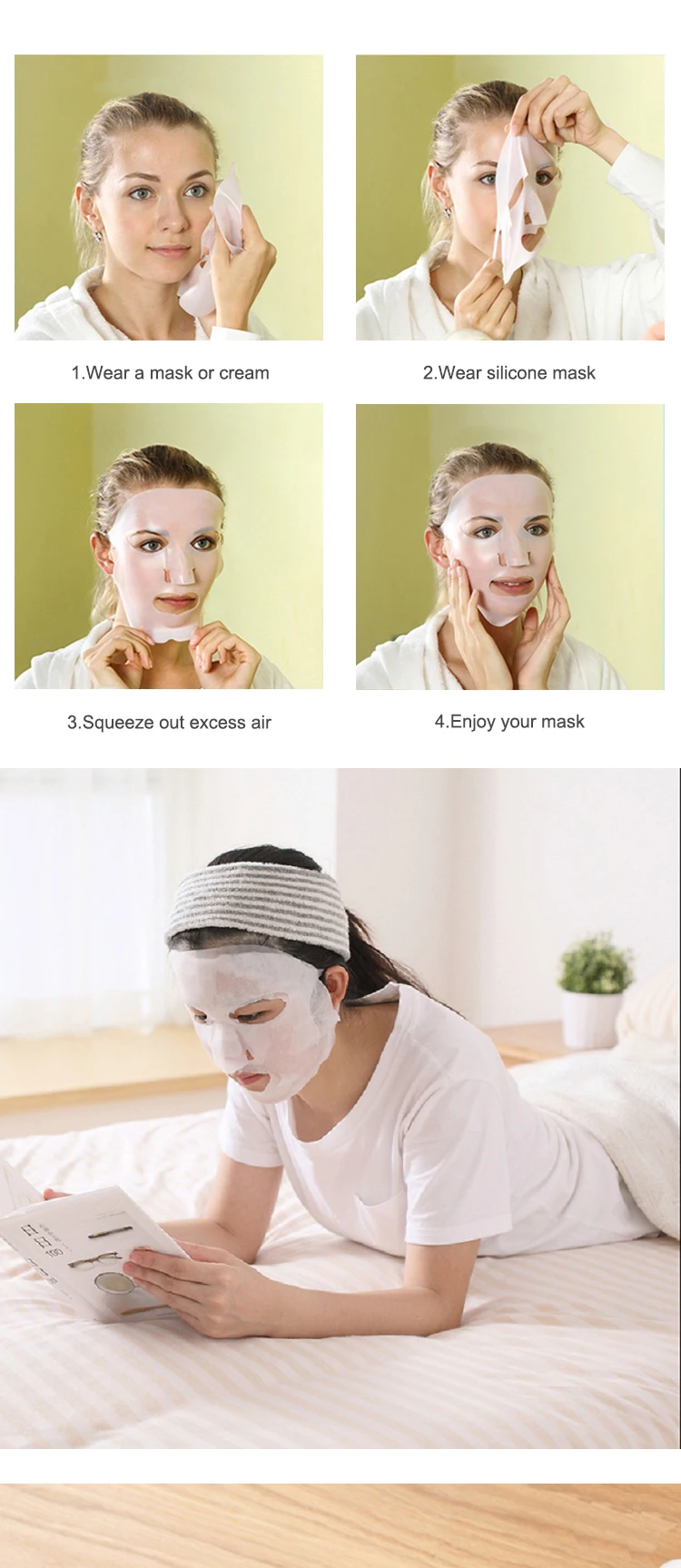 3d Reusable Rubber Wrinkles Skin Care Silicone Face Mask For Female Man ...