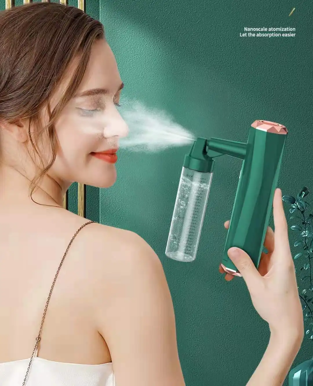 

2021 handheld mist sprayer USB rechargeable facail nano mist oxygen sprayer water replenishment face steamer, White,olive green, pink