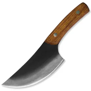 Image of Qing JapaneseHigh carbon steel forging knife hand-made by chef tang sliced with kitchen knife butcher knife with wooden handle