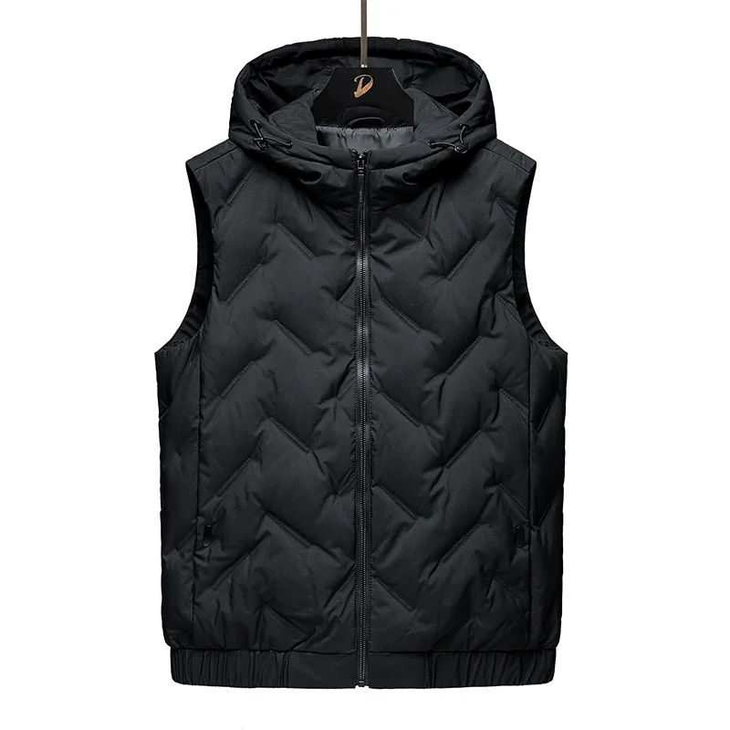 

Wholesale New Hooded Puffer Plus Size Sleeveless Down Jacket Winter Down Vest Jacket for Men